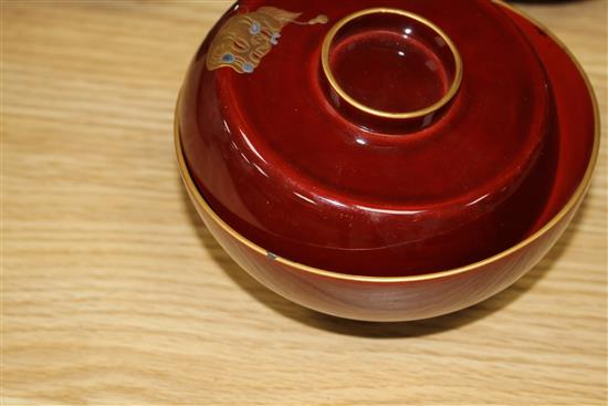 A set of 10 Japanese rice bowls and covers, with fitted box